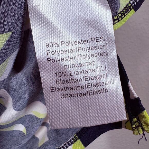 Marble Size XS Relaxed Fit Shirt Blouse Green Nacy Abstract Print Puff Sleeves - Picture 7 of 7